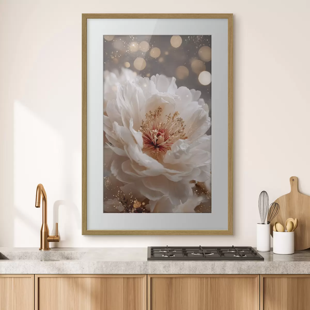 Poster Fiore bianco con delicati riflessi di luce f49973