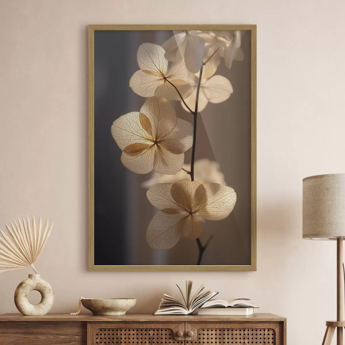 Poster Ramo delicato con fiori traslucidi f49974