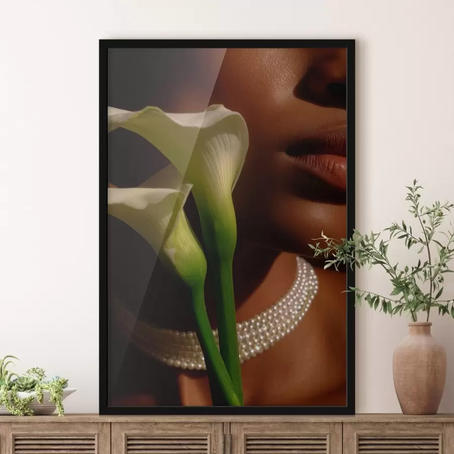 carta da parati Ritratto con fiori bianchi in una luce soffusa nr. f49980