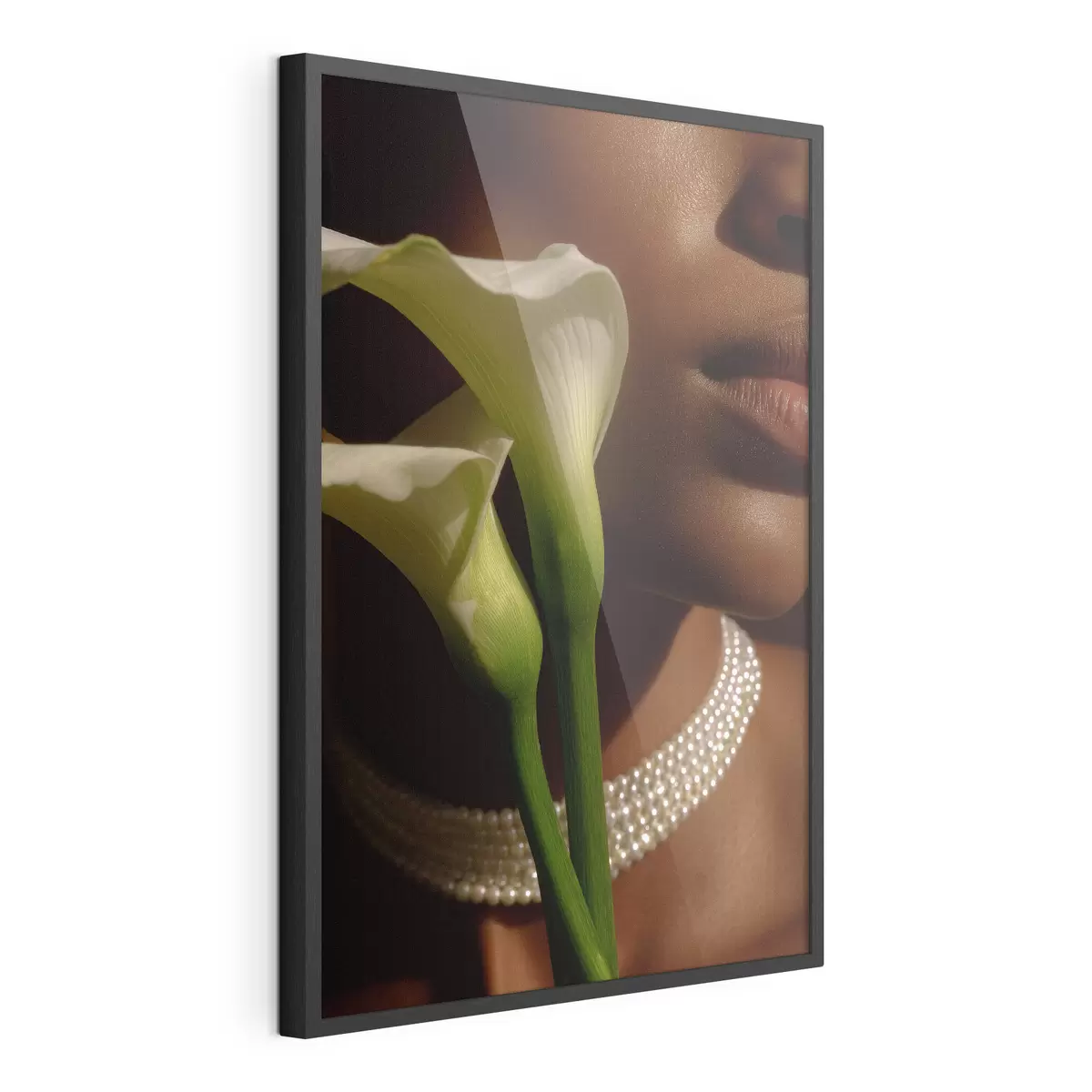 Poster Ritratto con fiori bianchi in una luce soffusa f49980