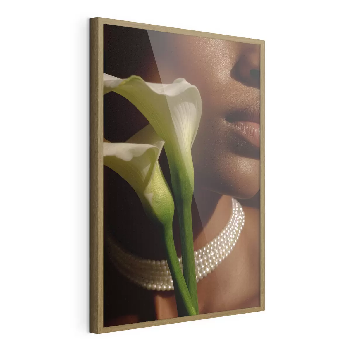 Poster Ritratto con fiori bianchi in una luce soffusa f49980