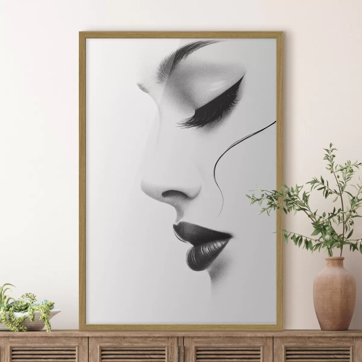 Poster Ritratto minimalista di una donna in bianco e nero f49982