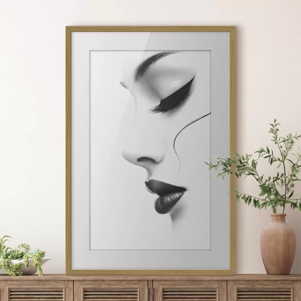 Poster Ritratto minimalista di una donna in bianco e nero f49982