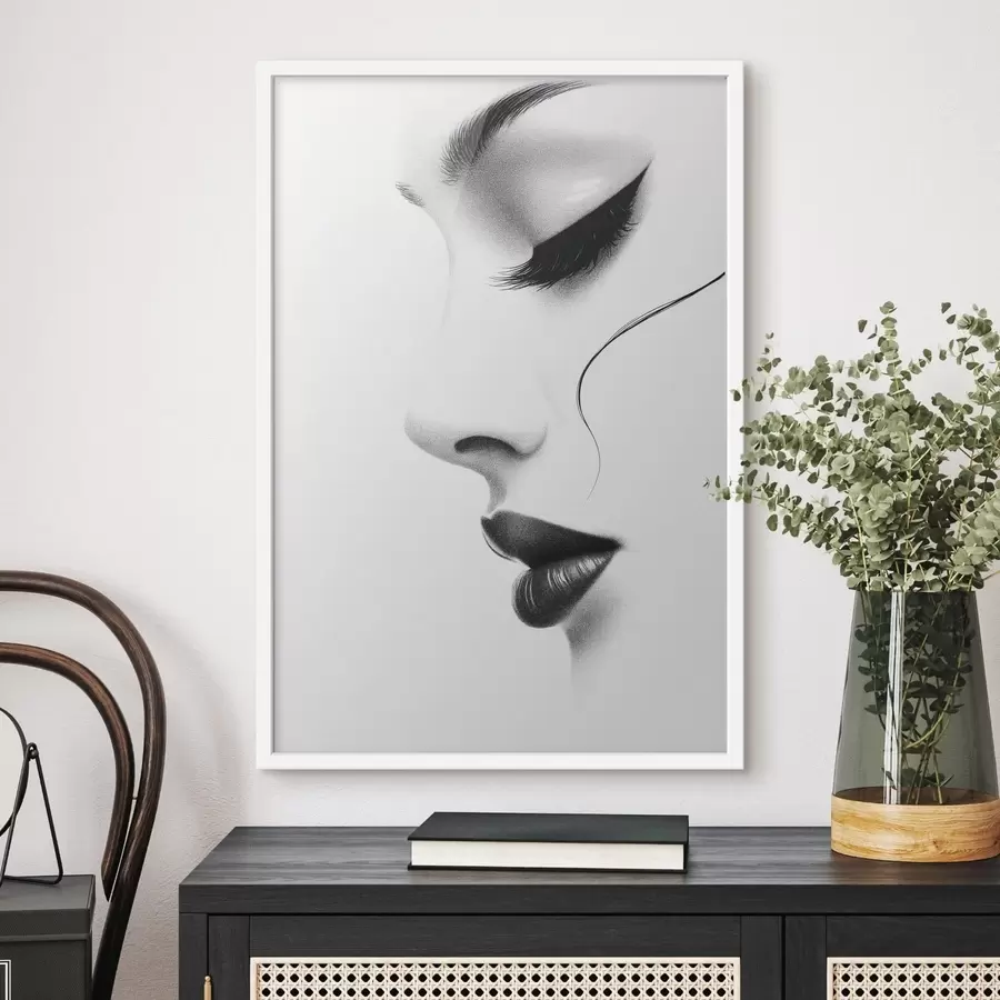 carta da parati Ritratto minimalista di una donna in bianco e nero nr. f49982