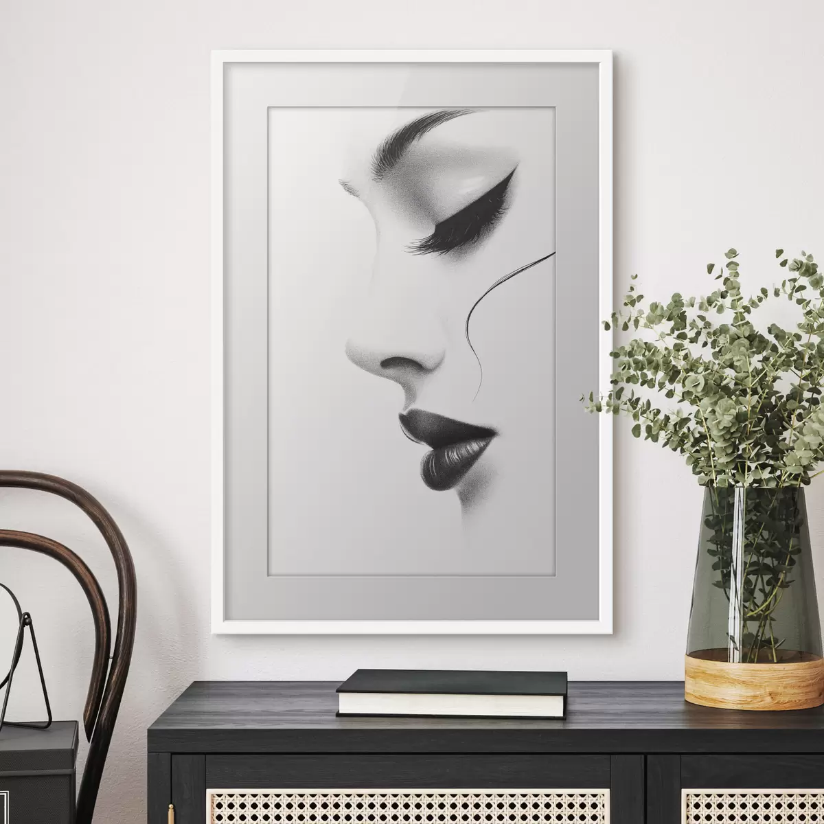 Poster Ritratto minimalista di una donna in bianco e nero f49982
