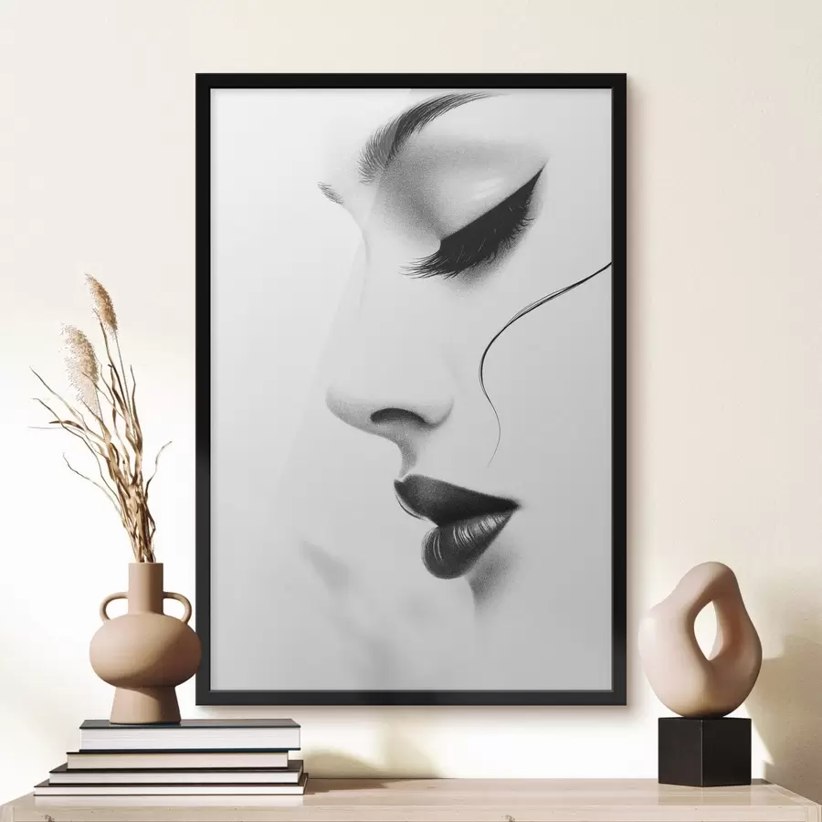 carta da parati Ritratto minimalista di una donna in bianco e nero nr. f49982