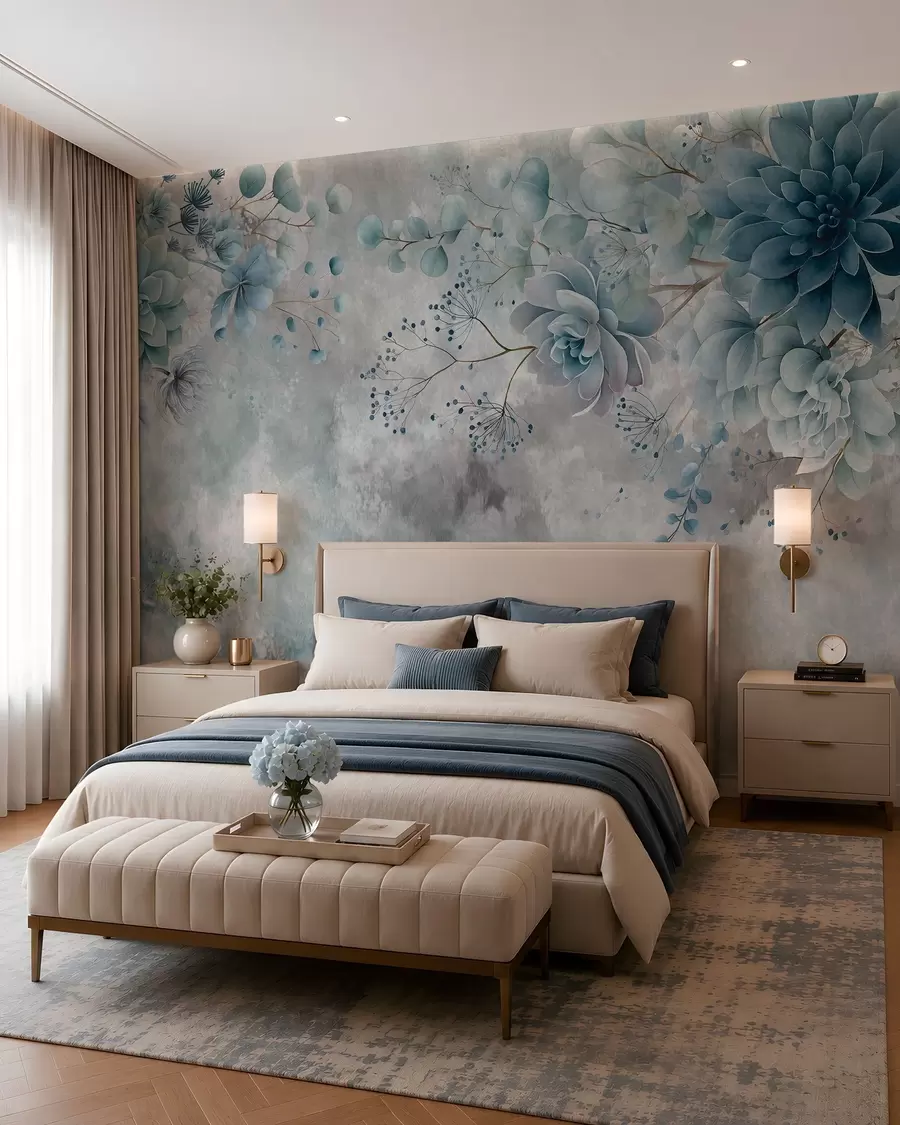 carta da parati Fiori fantasiosi in stile retrò nell'immagine qui sopra, nei toni del beige e del marrone nr. w05753