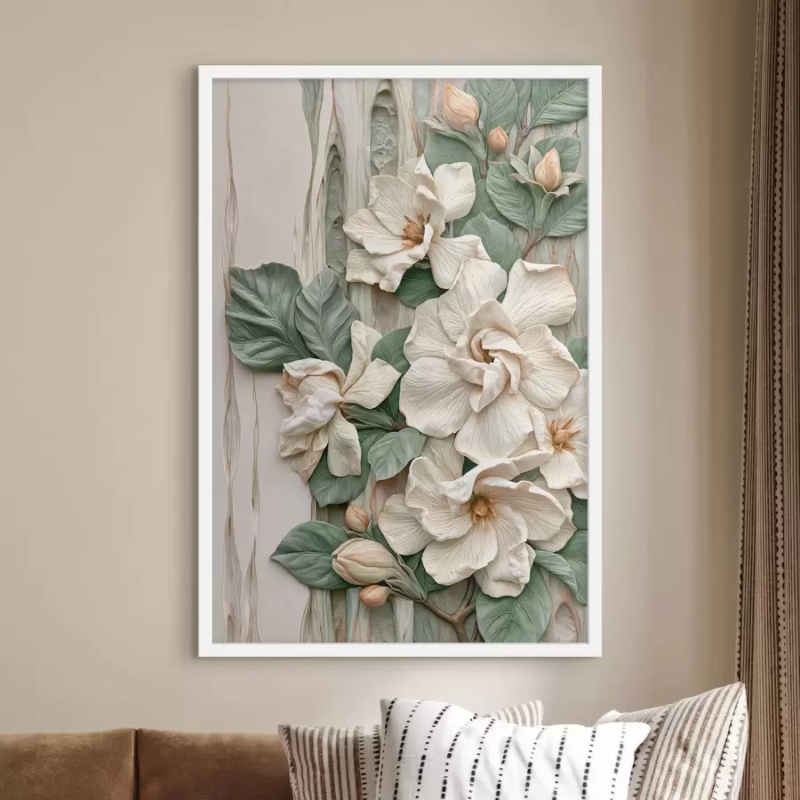 carta da parati Fiori astratti con foglie nr. f50079