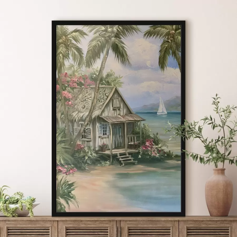 carta da parati Una casetta in riva al mare, dipinta in stile pittura a olio nr. f49936