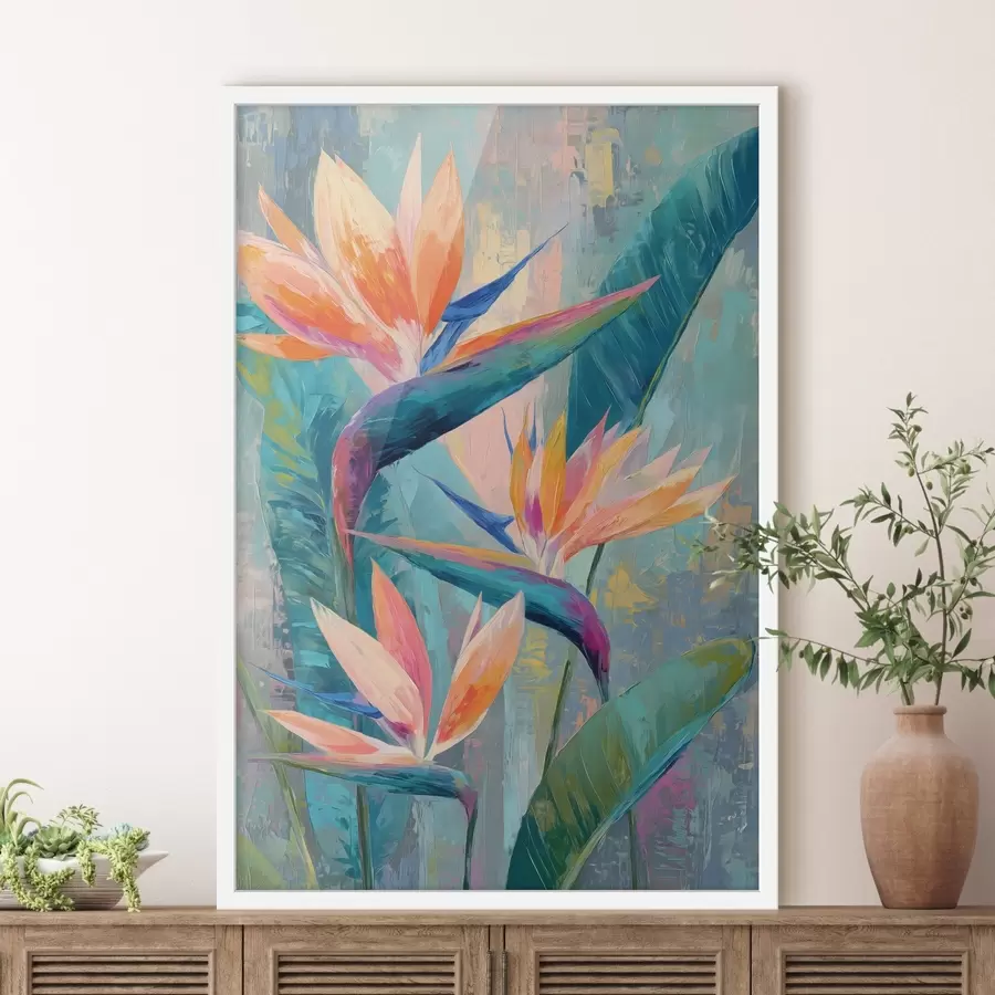 carta da parati Una vivace strelitzia in stile pittorico nr. f50150