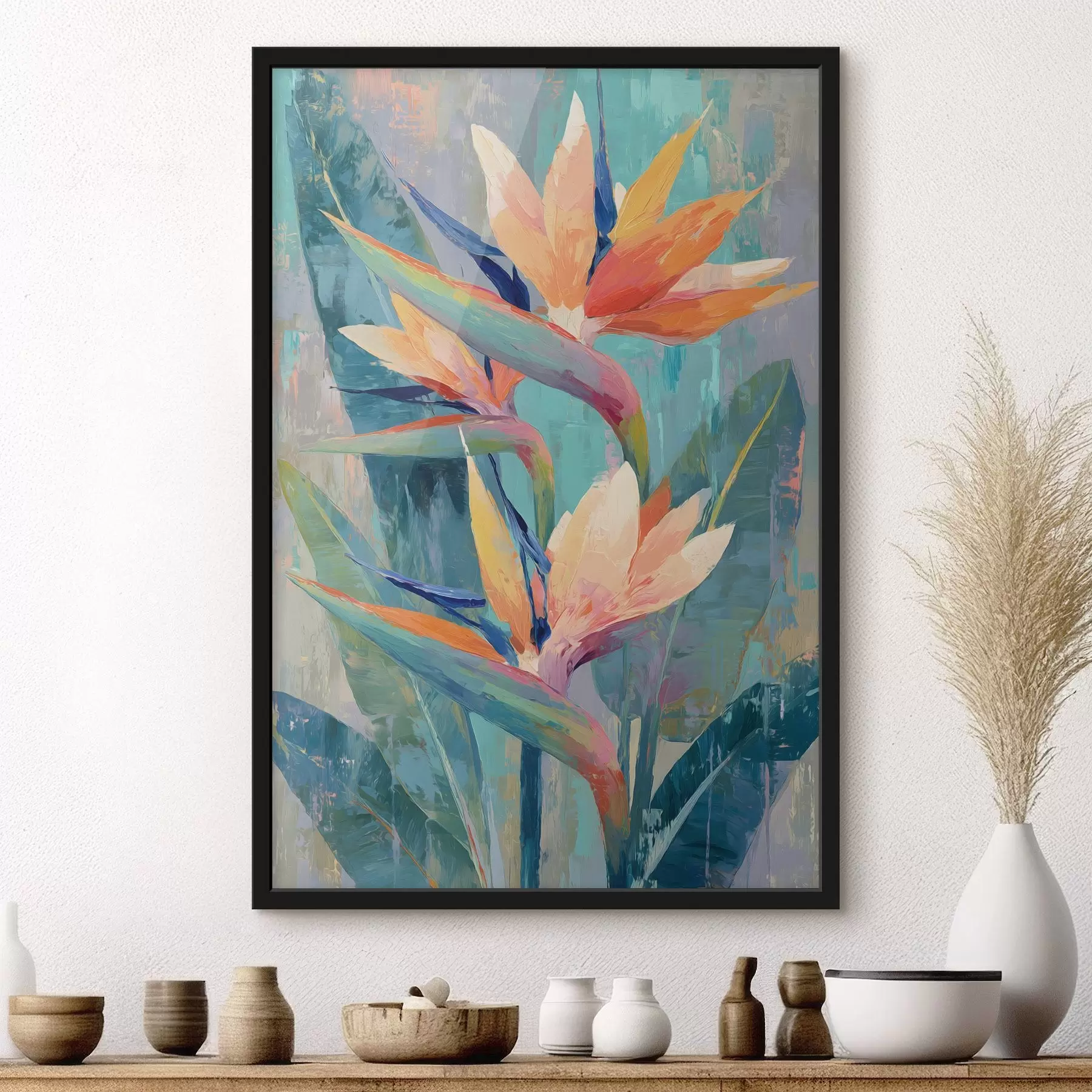 carta da parati Una vivace strelitzia in stile pittorico nr. f50151