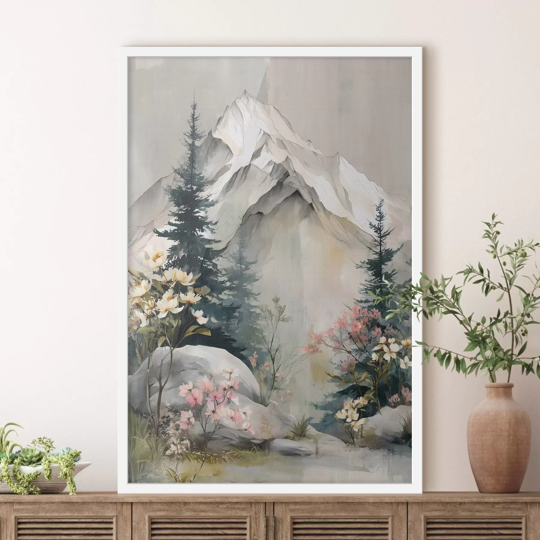 carta da parati Alberi di Natale ai piedi delle montagne nr. f50152
