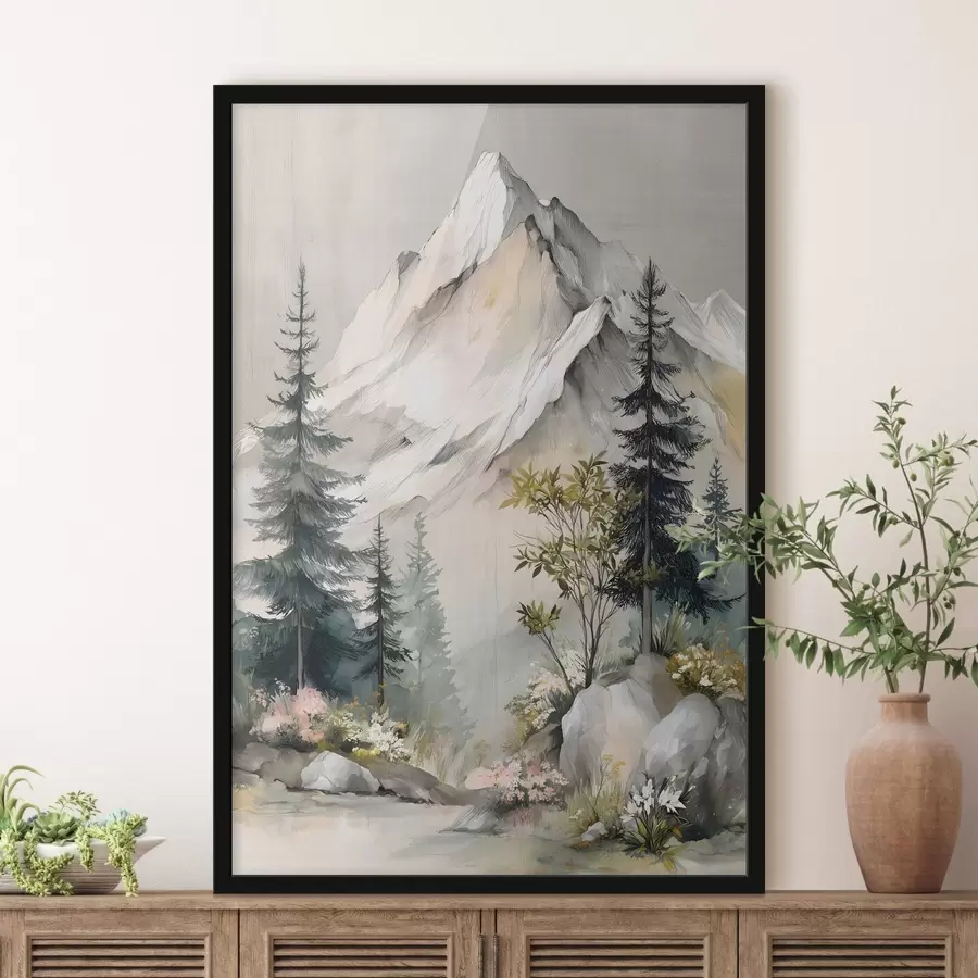carta da parati Alberi di Natale ai piedi delle montagne nr. f50153