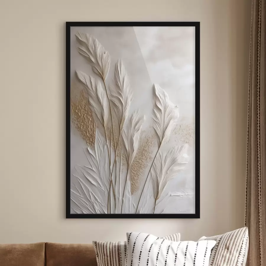 carta da parati Steli di grano essiccati su uno sfondo beige chiaro, texture naturali nr. f50219