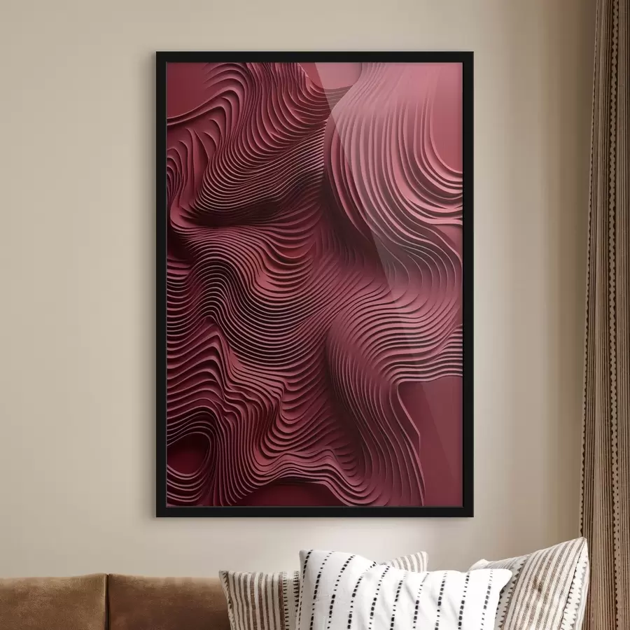 carta da parati Rosso scuro, texture astratte, ondulate, stratificate e levigate; arte moderna nr. f50222
