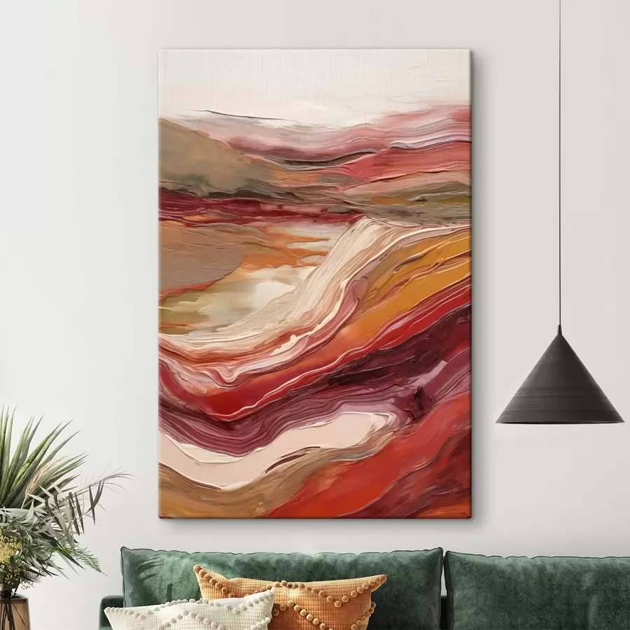 carta da parati Paesaggio astratto con strati materici di rosso, arancione e beige nr. s50216