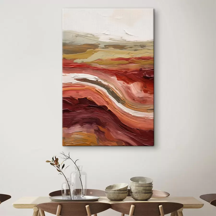 carta da parati Paesaggio astratto con strati materici di rosso, arancione e beige nr. s50217