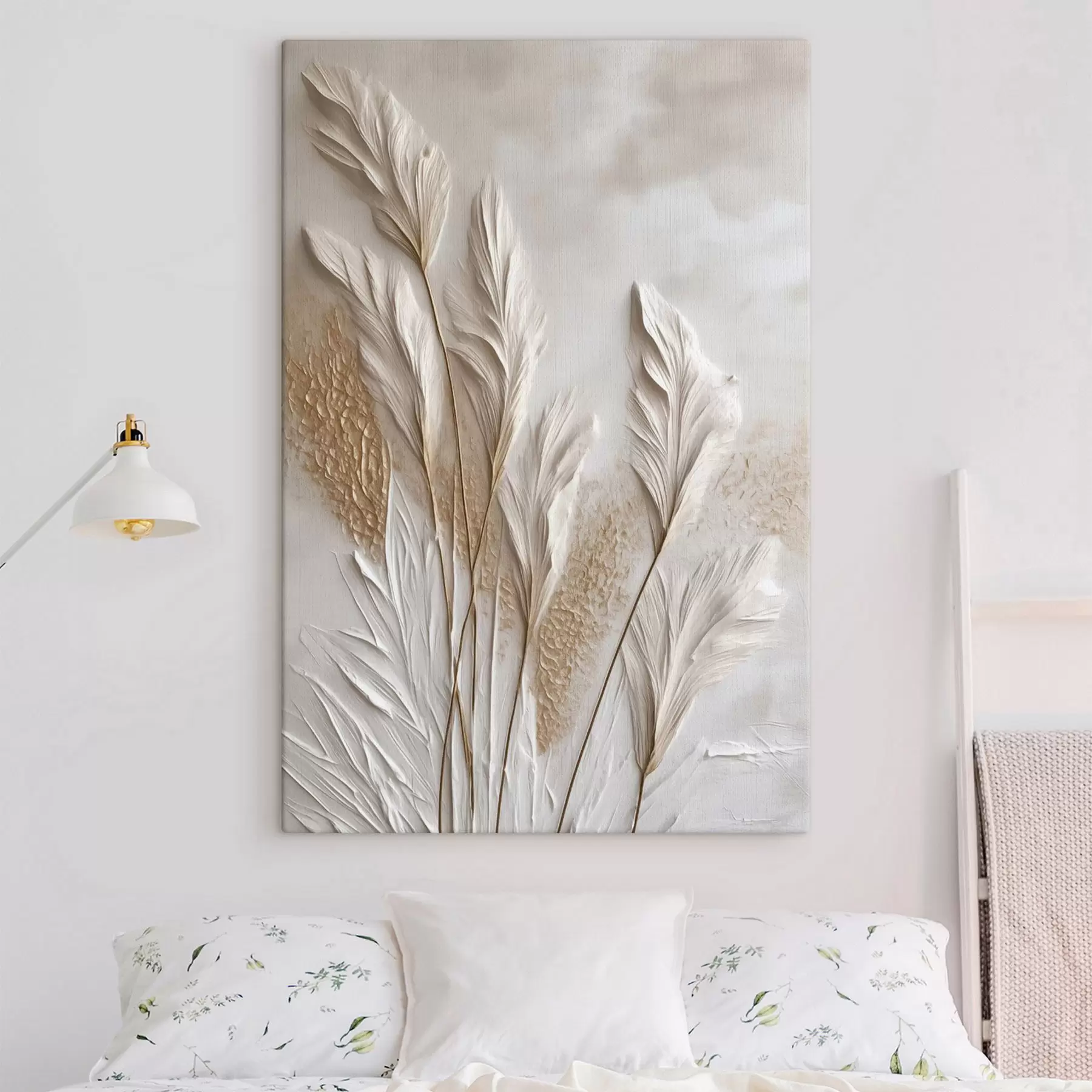 carta da parati Steli di grano essiccati su uno sfondo beige chiaro, texture naturali nr. s50219