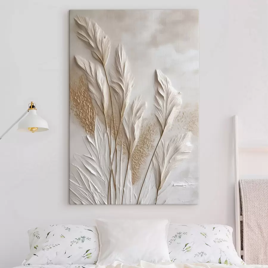carta da parati Steli di grano essiccati su uno sfondo beige chiaro, texture naturali nr. s50219