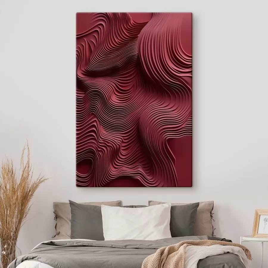 carta da parati Rosso scuro, texture astratte, ondulate, stratificate e levigate; arte moderna nr. s50222