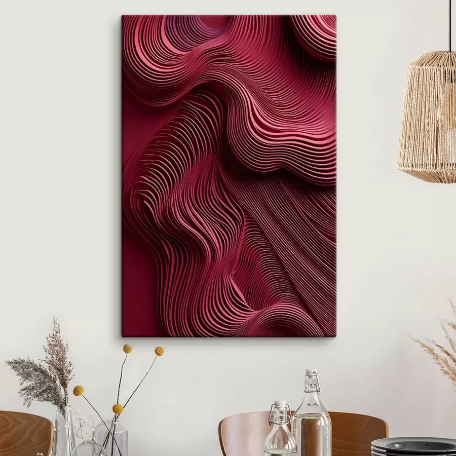 carta da parati Rosso scuro, texture astratte, ondulate, stratificate e levigate; arte moderna nr. s50223