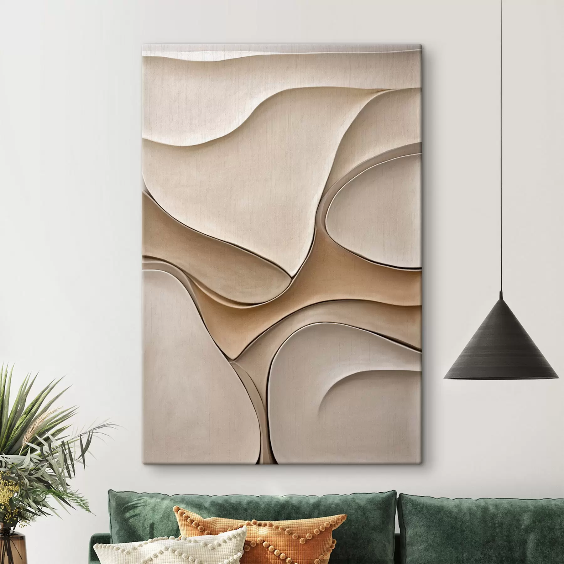 carta da parati Forme astratte, fluide e organiche in tonalità neutre di beige e crema, opere d’arte materiche nr. s50225