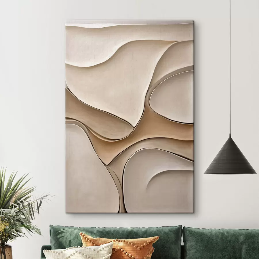 carta da parati Forme astratte, fluide e organiche in tonalità neutre di beige e crema, opere d’arte materiche nr. s50225