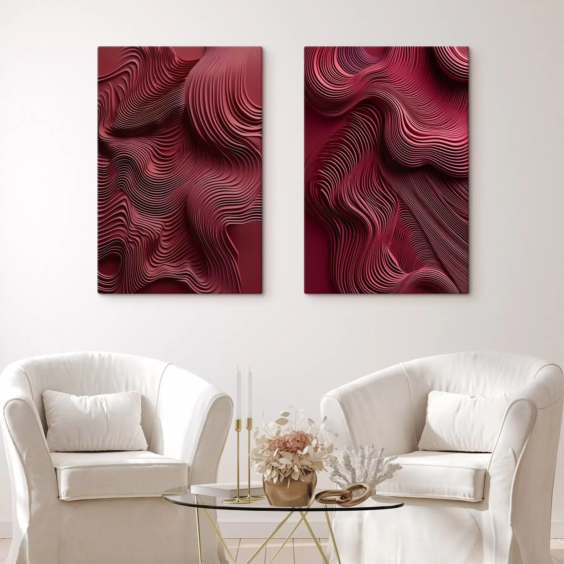 carta da parati Rosso scuro, texture astratte, ondulate, stratificate e levigate; arte moderna nr. m30844