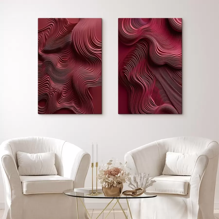 carta da parati Rosso scuro, texture astratte, ondulate, stratificate e levigate; arte moderna nr. m30844