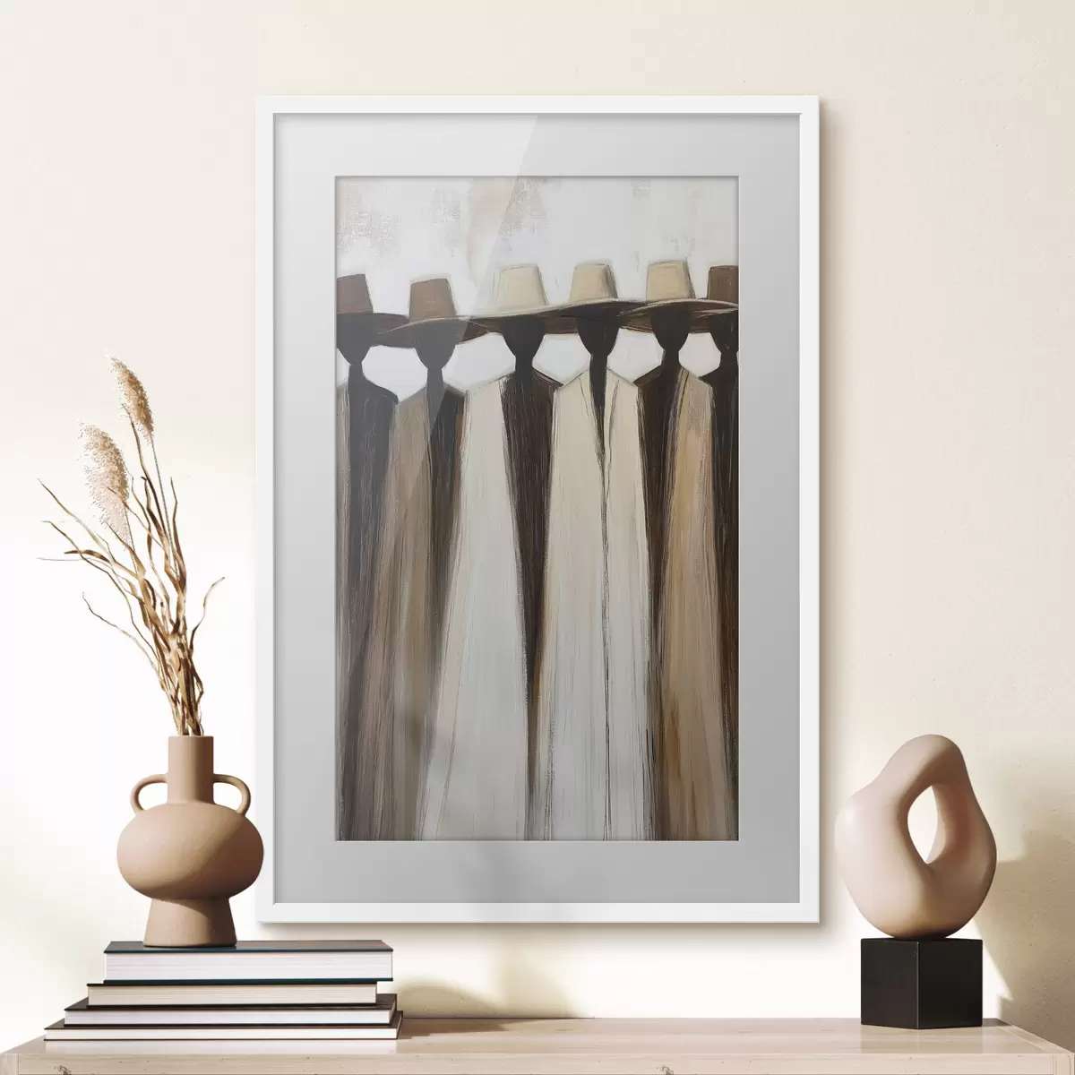 Poster Figure astratte con cappelli f50248