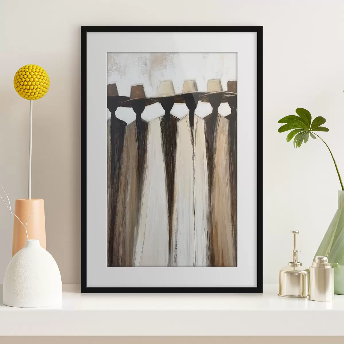 Poster Figure astratte con cappelli f50248