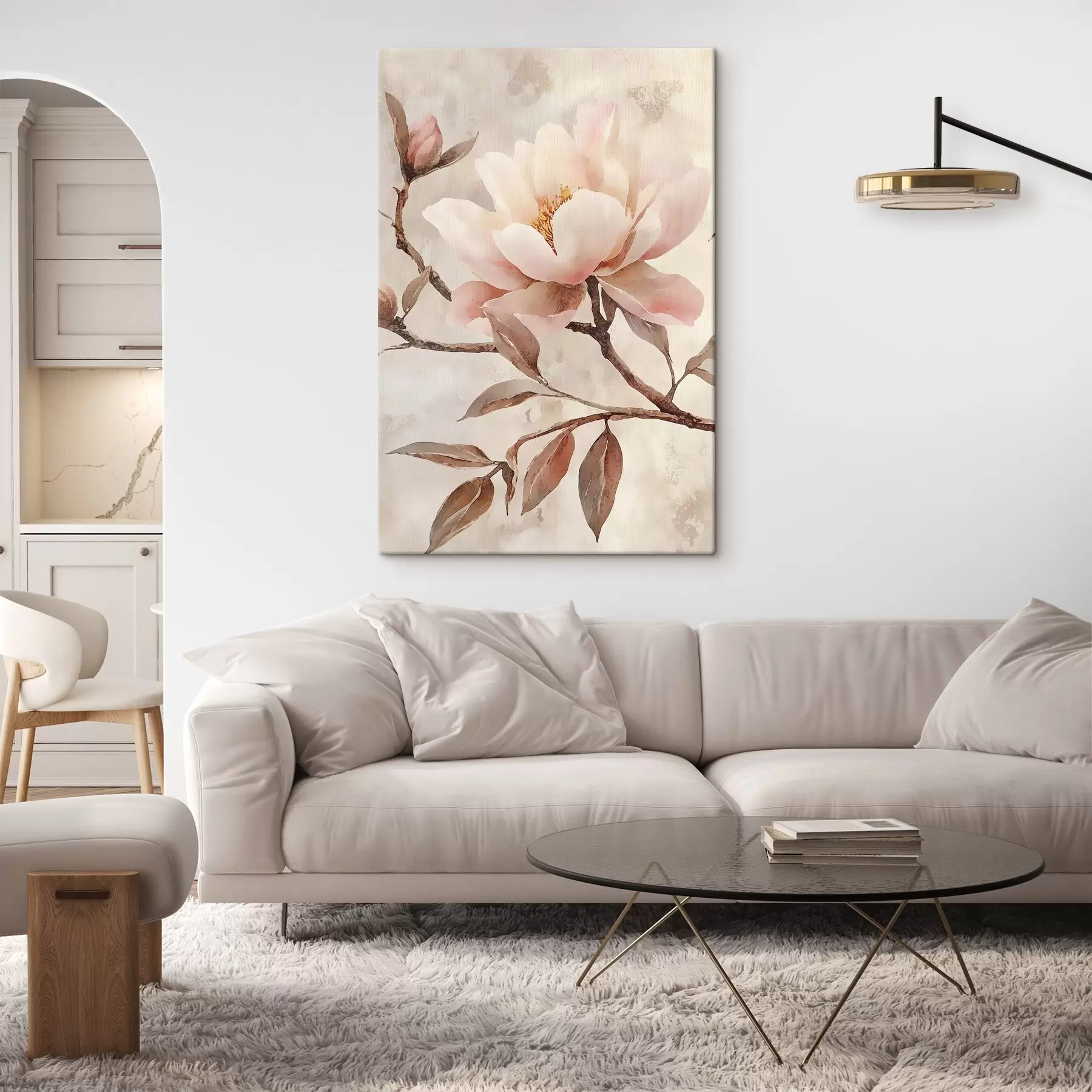 carta da parati Ramo con peonie e foglie nr. s50292