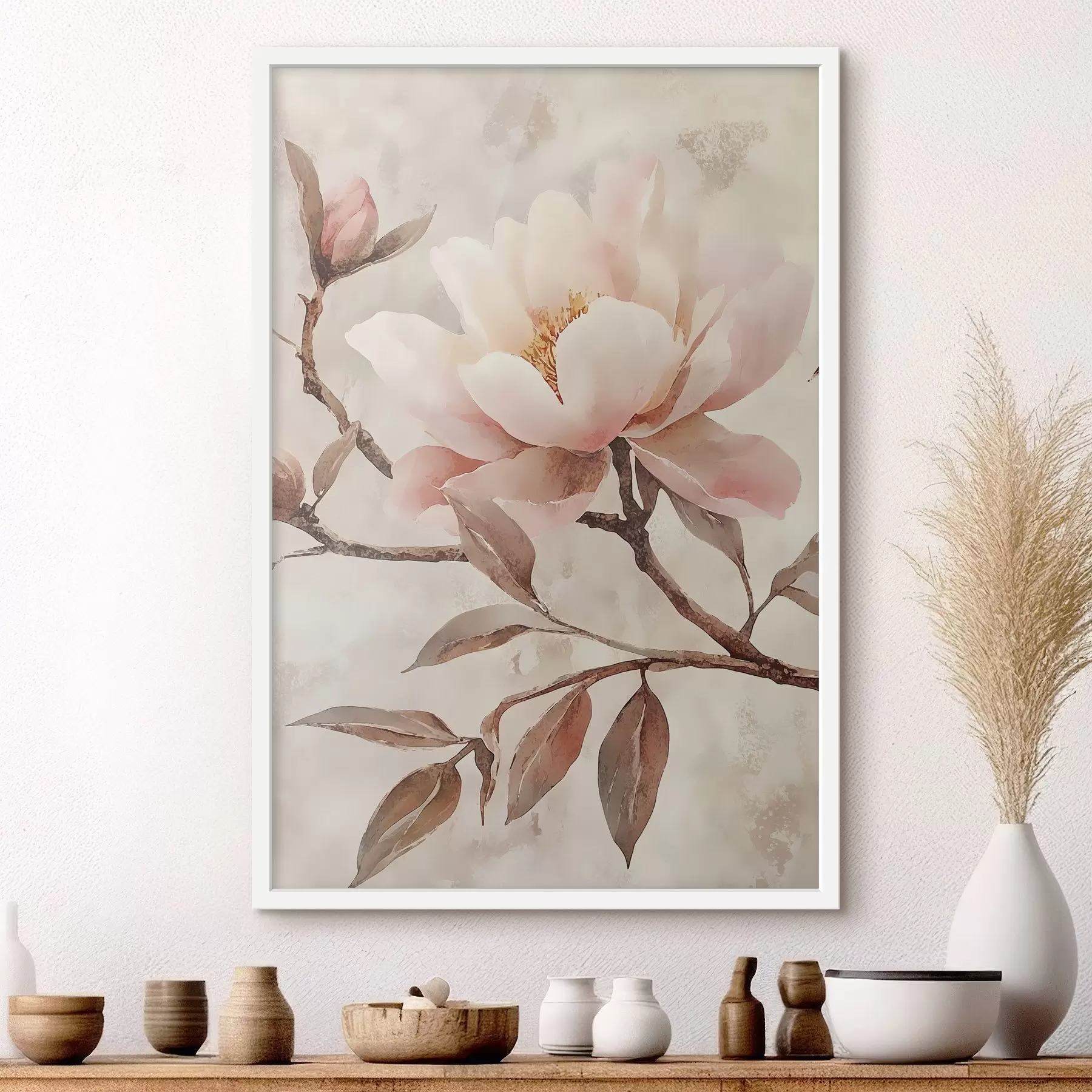 carta da parati Ramo con peonie e foglie nr. f50292