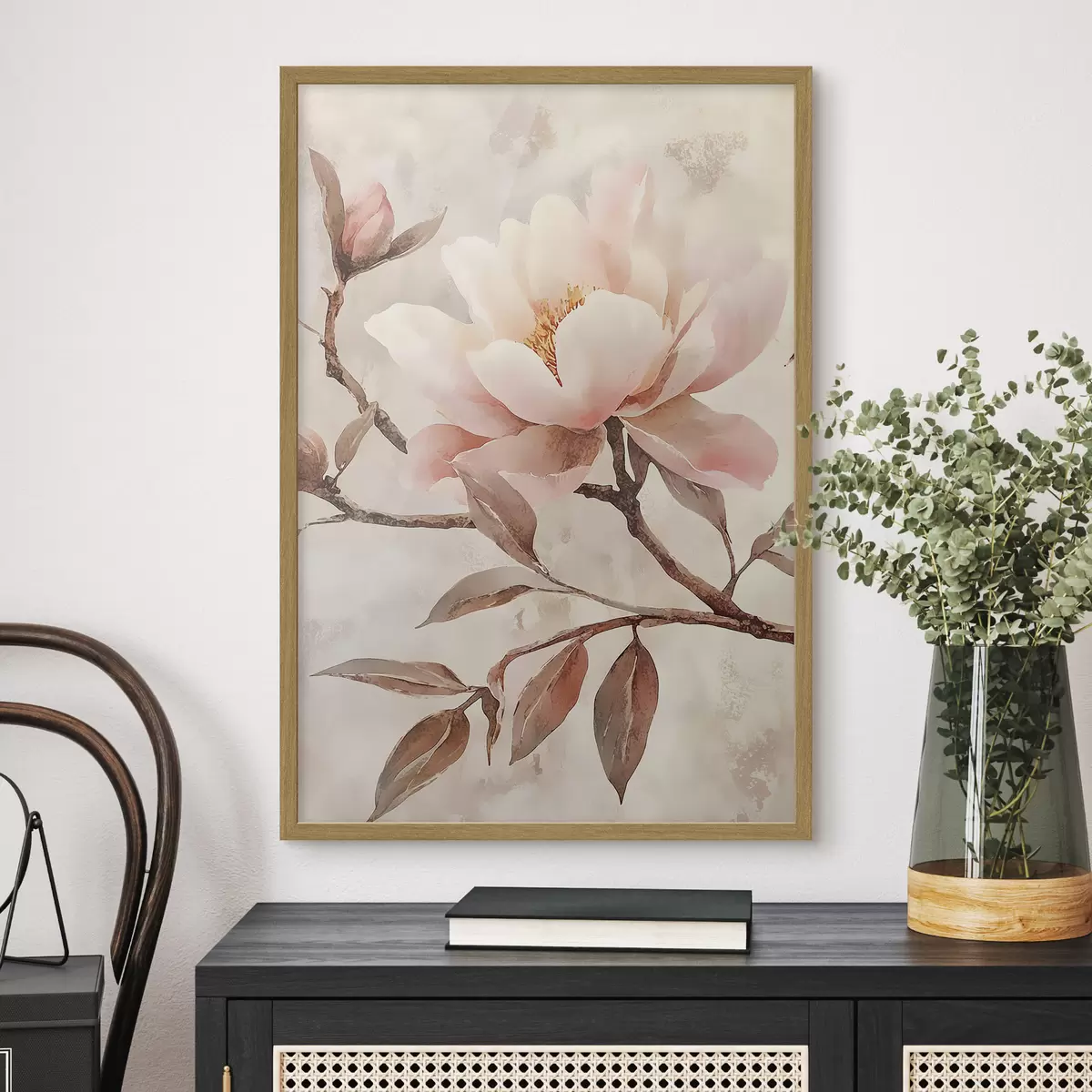 Poster Ramo con peonie e foglie f50292