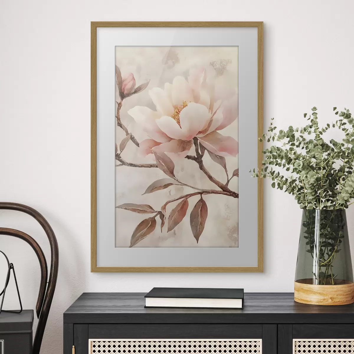 Poster Ramo con peonie e foglie f50292