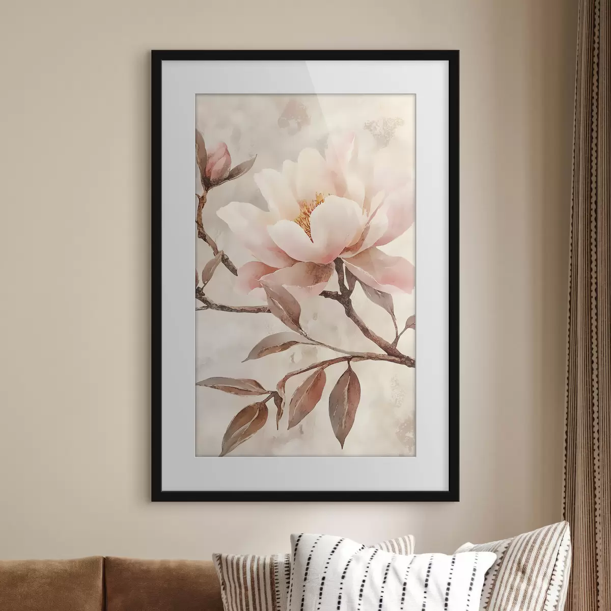 Poster Ramo con peonie e foglie f50292