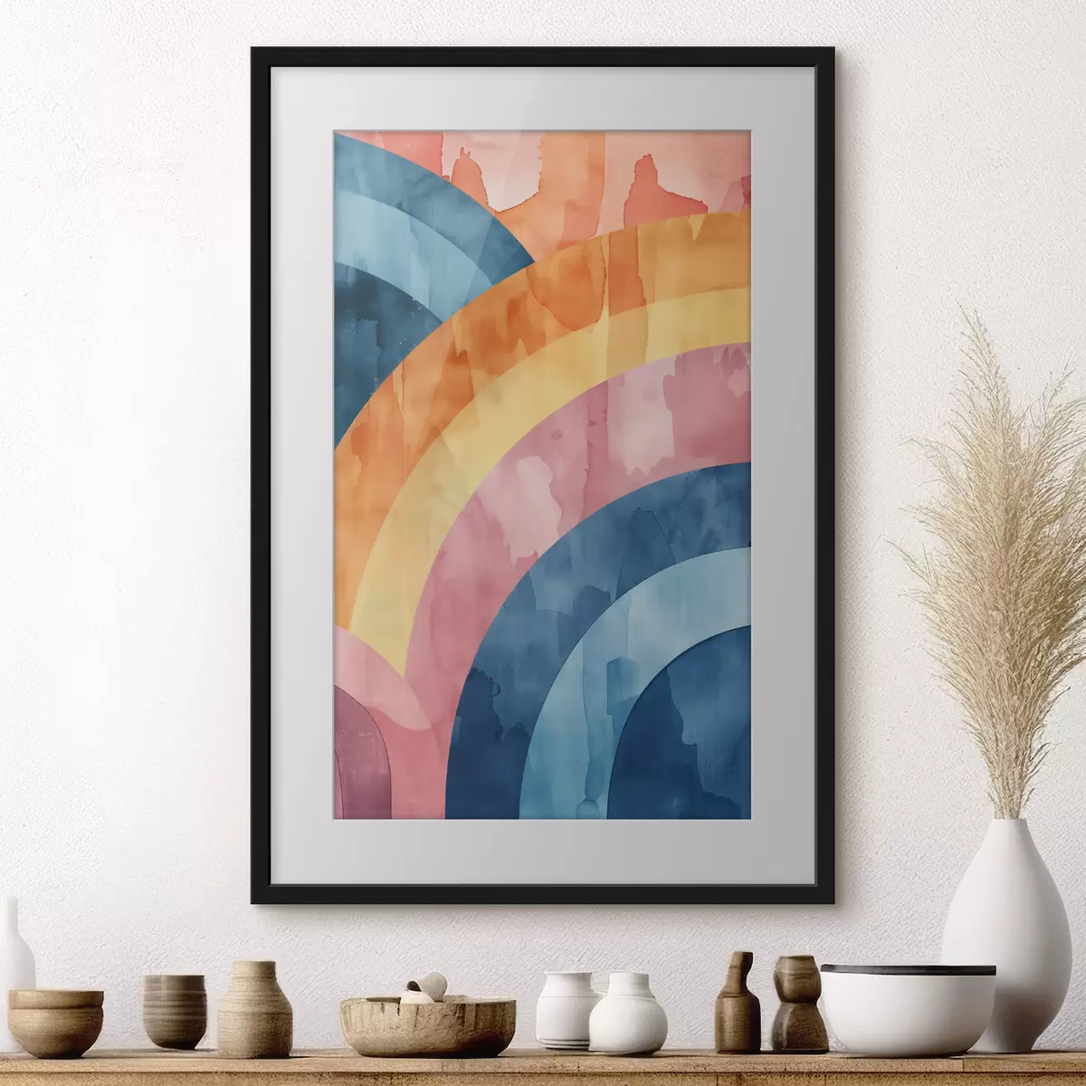 Poster Strisce astratte dai colori dell'arcobaleno f50301