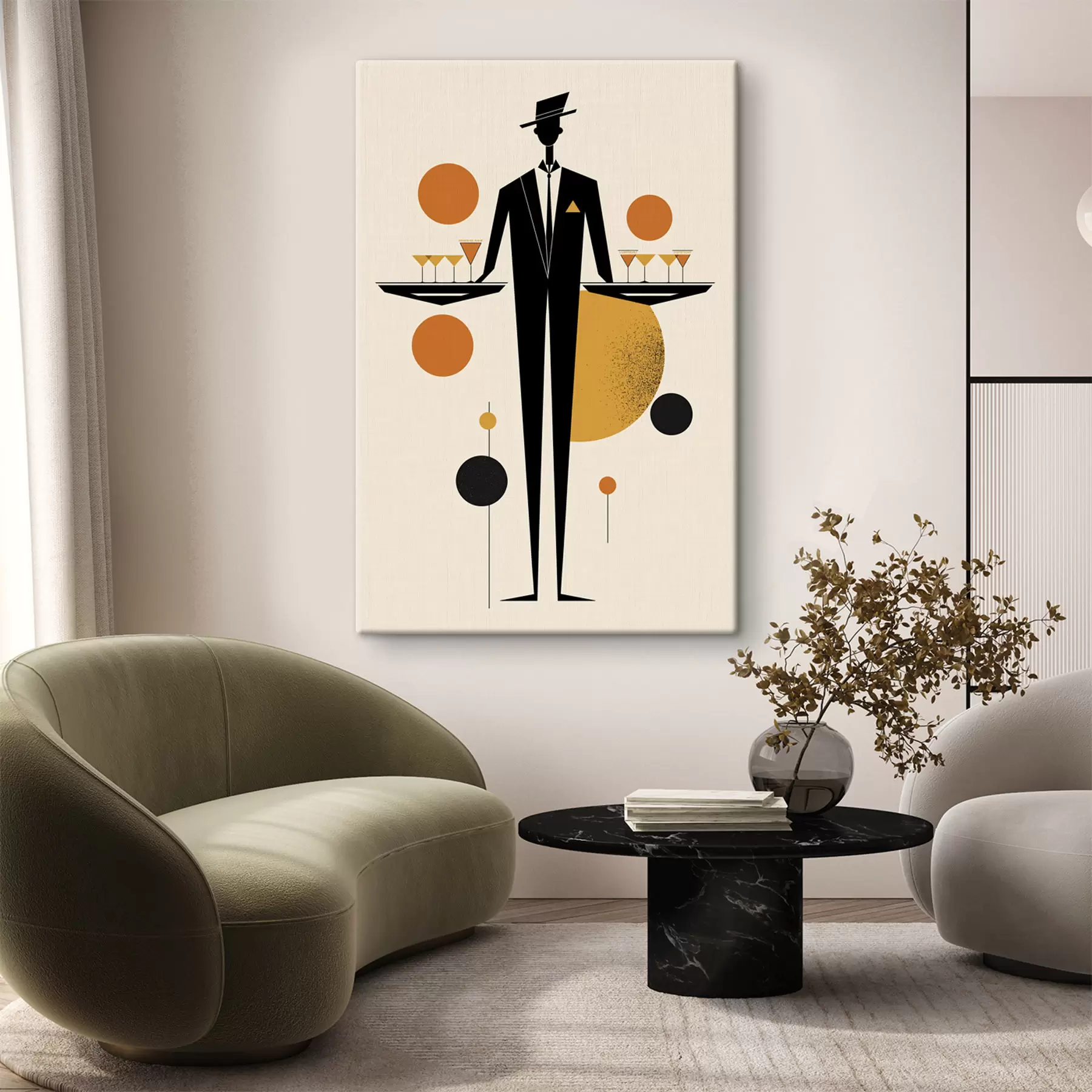 carta da parati Abstract: Cameriere con bicchieri da vino nr. s50328