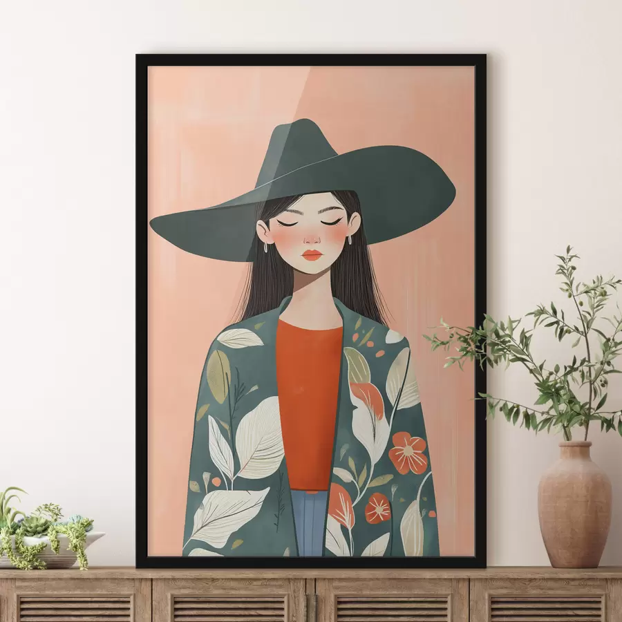 carta da parati Donna con il cappello nr. f50325