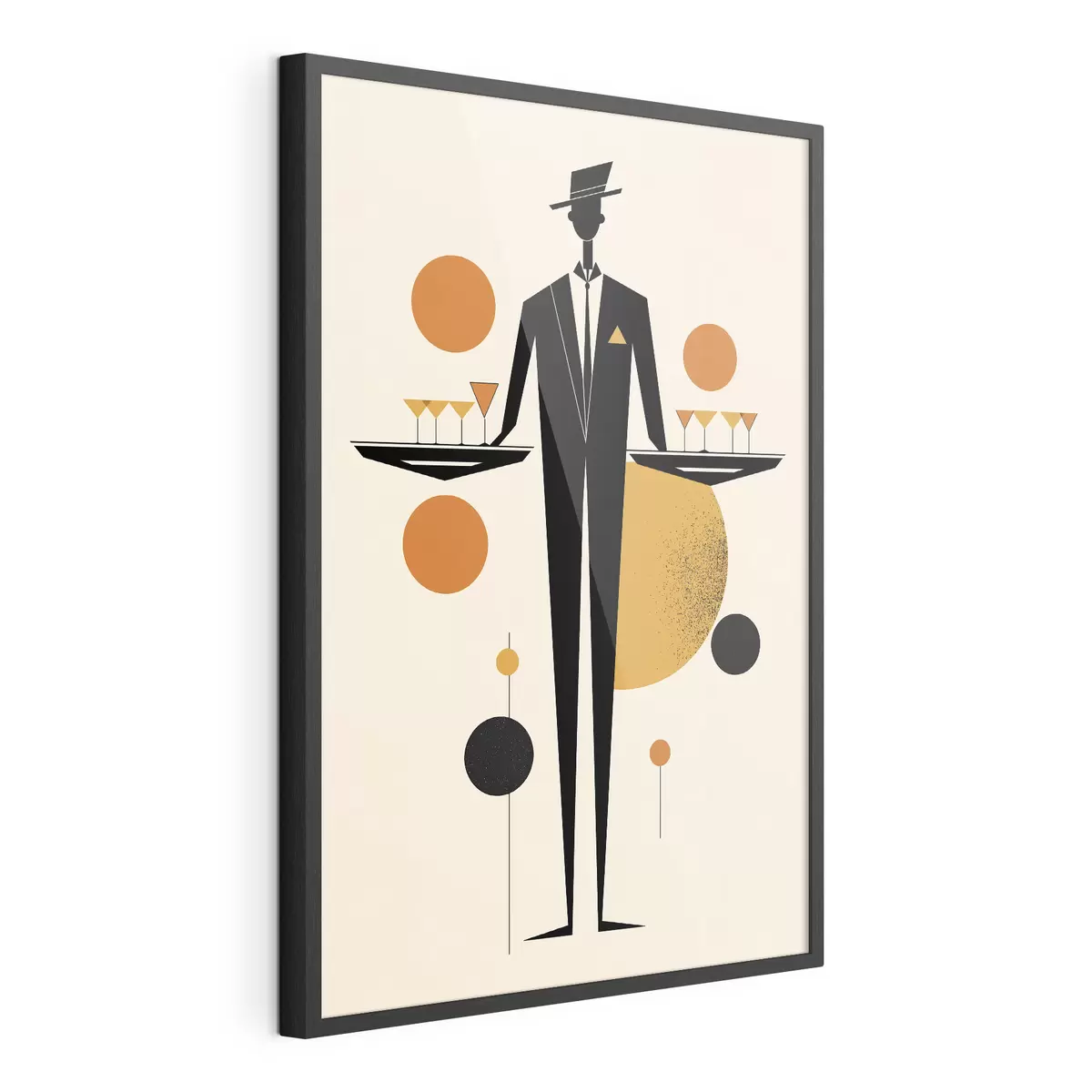 Poster Abstract: Cameriere con bicchieri da vino f50328
