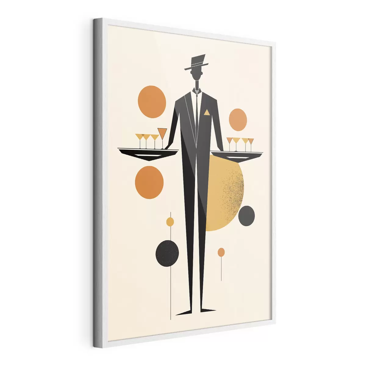 Poster Abstract: Cameriere con bicchieri da vino f50328