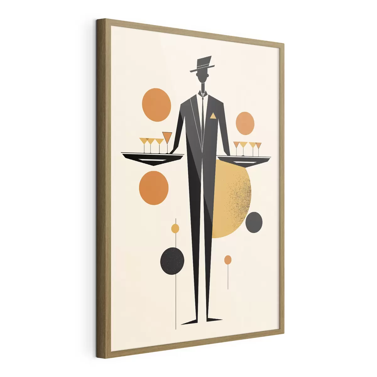 Poster Abstract: Cameriere con bicchieri da vino f50328