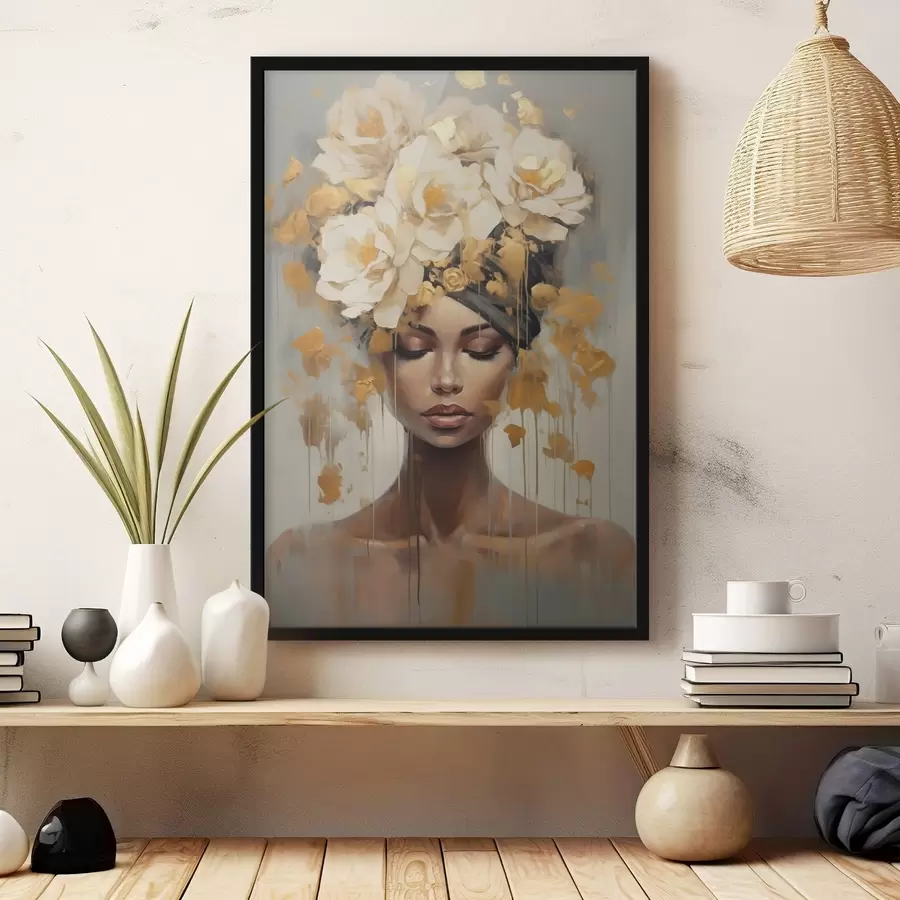 carta da parati Donna astratta con fiori, imitazione di un dipinto nr. f50382