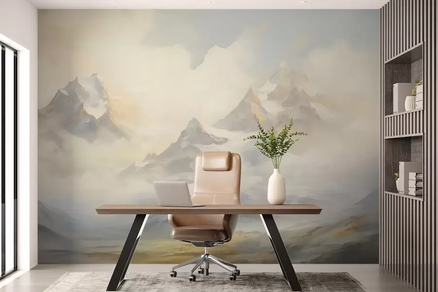 Carta da parati nature Paesaggio di montagna imitazione della pittura 