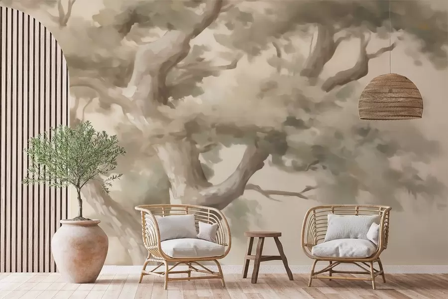 Carta da parati nature Albero astratto, imitazione di un dipinto 