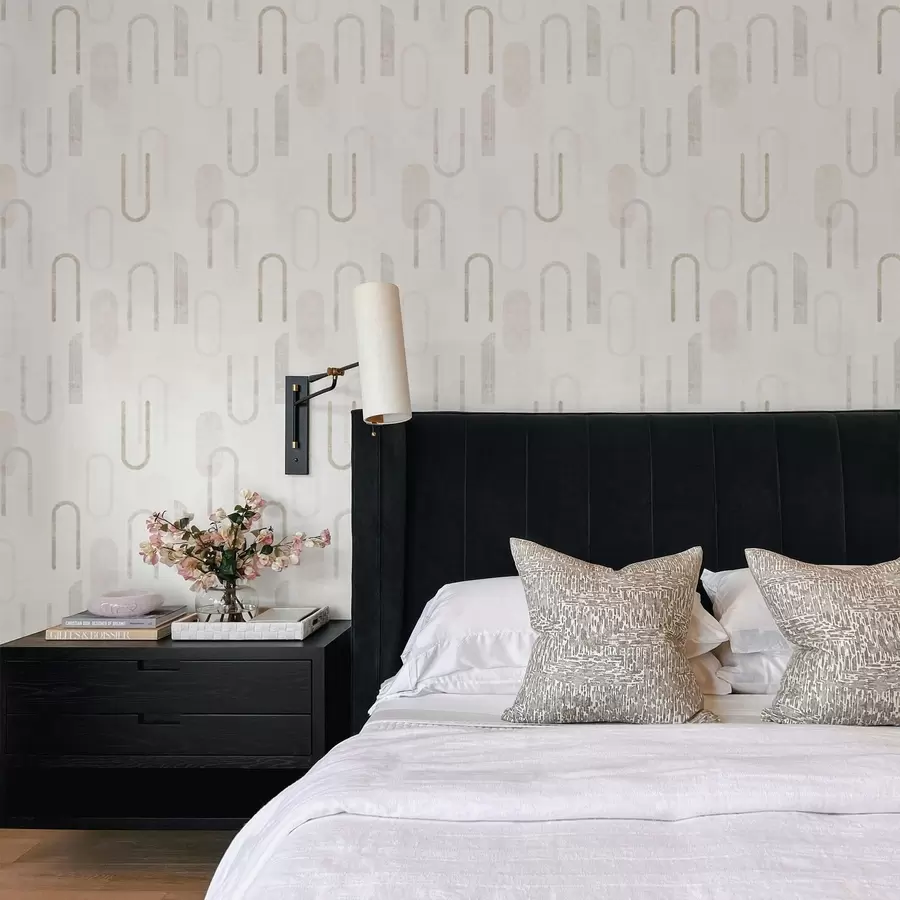 carta da parati Motivo geometrico leggero con archi beige nr. a01256