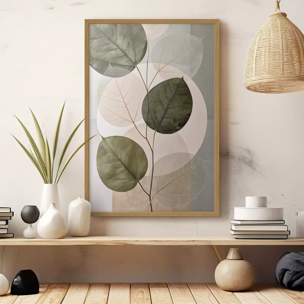 Poster Foglie con forme geometriche f50370