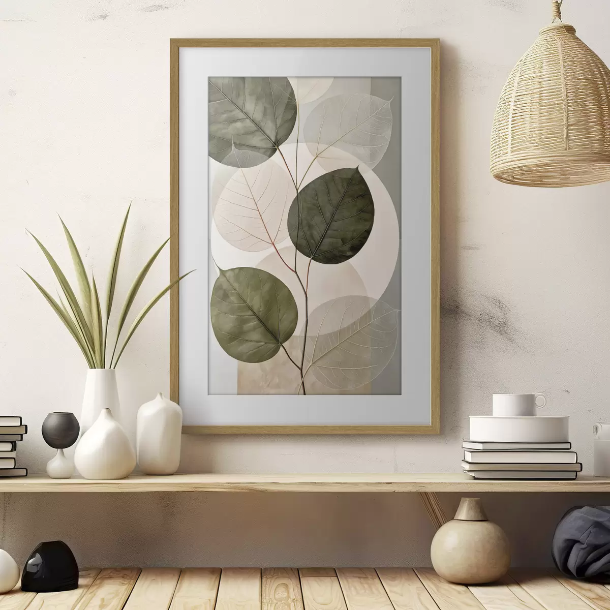 Poster Foglie con forme geometriche f50370