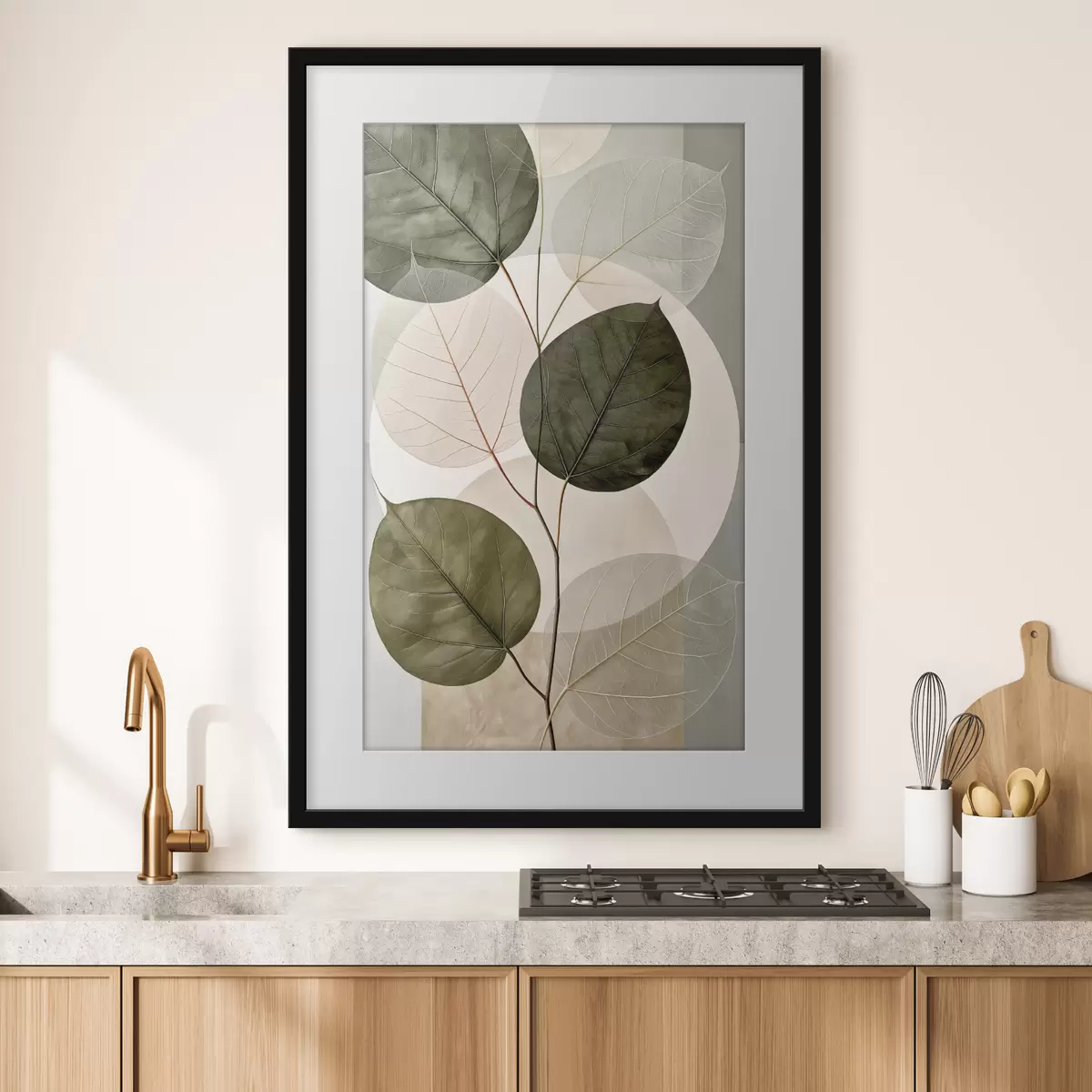 Poster Foglie con forme geometriche f50370