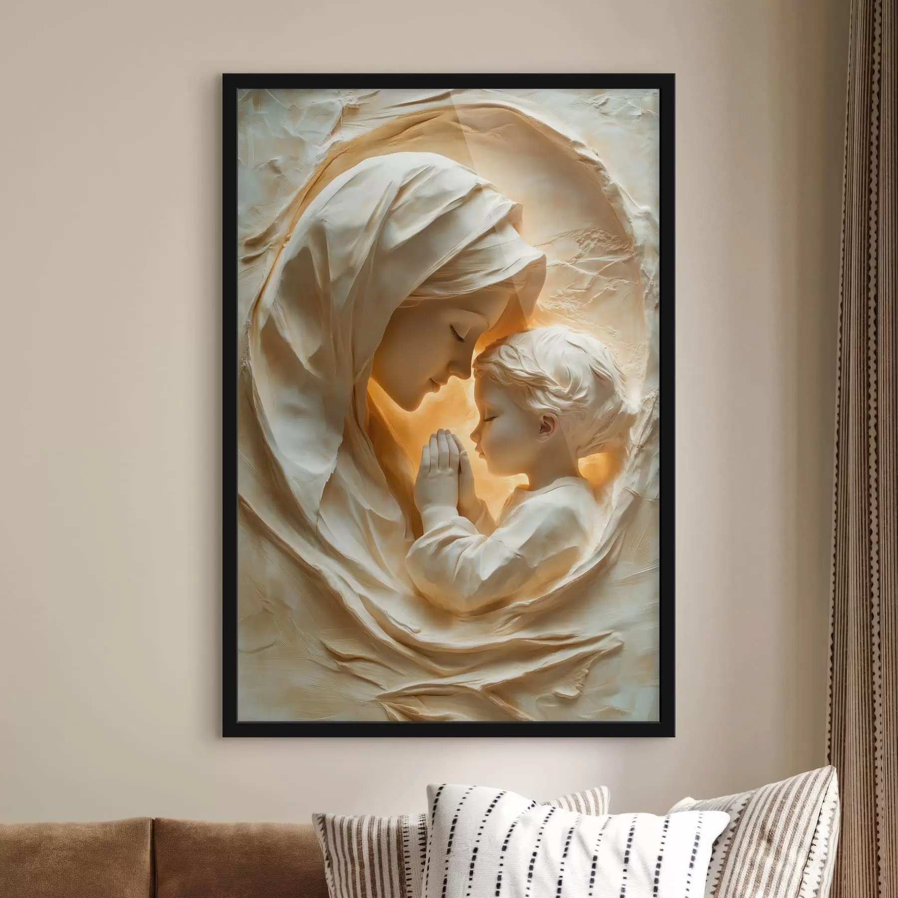 carta da parati Una donna e un bambino tra forme decorative leggere e fluide nr. f50433